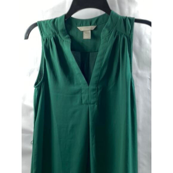 H&M Women's Forest Green V-Neck Semi-Sheer Round-Hem Mini Dress SZ 2 - Picture 3 of 11